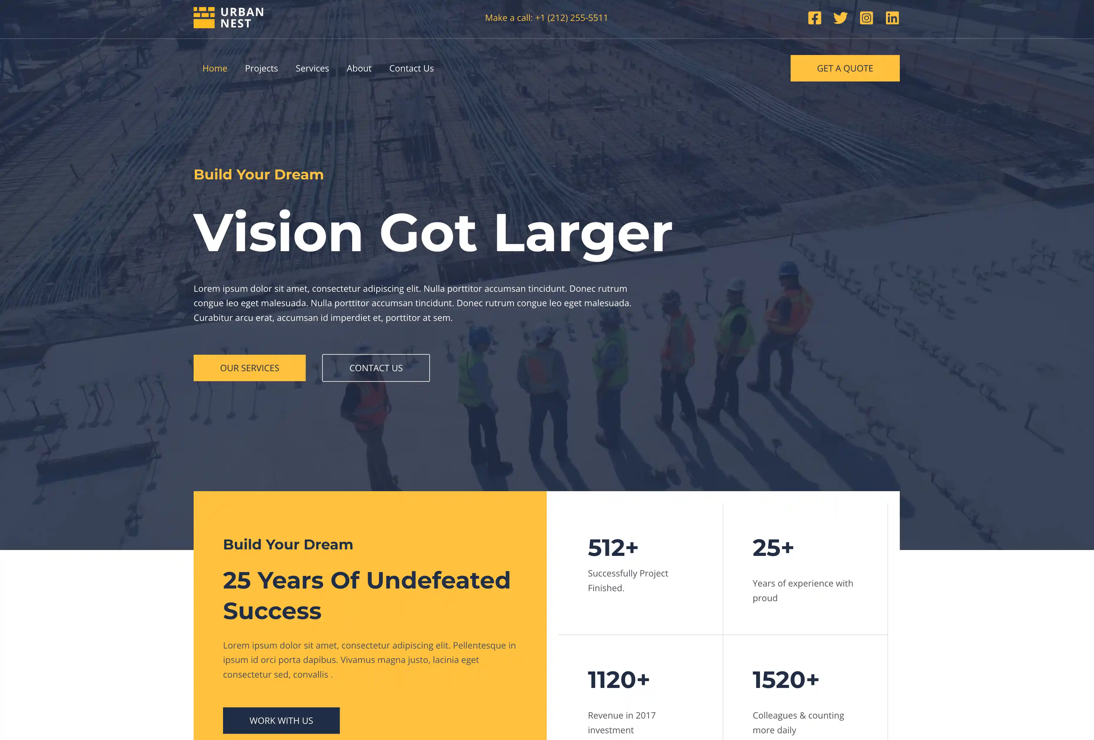 Preview of Construction Company Website