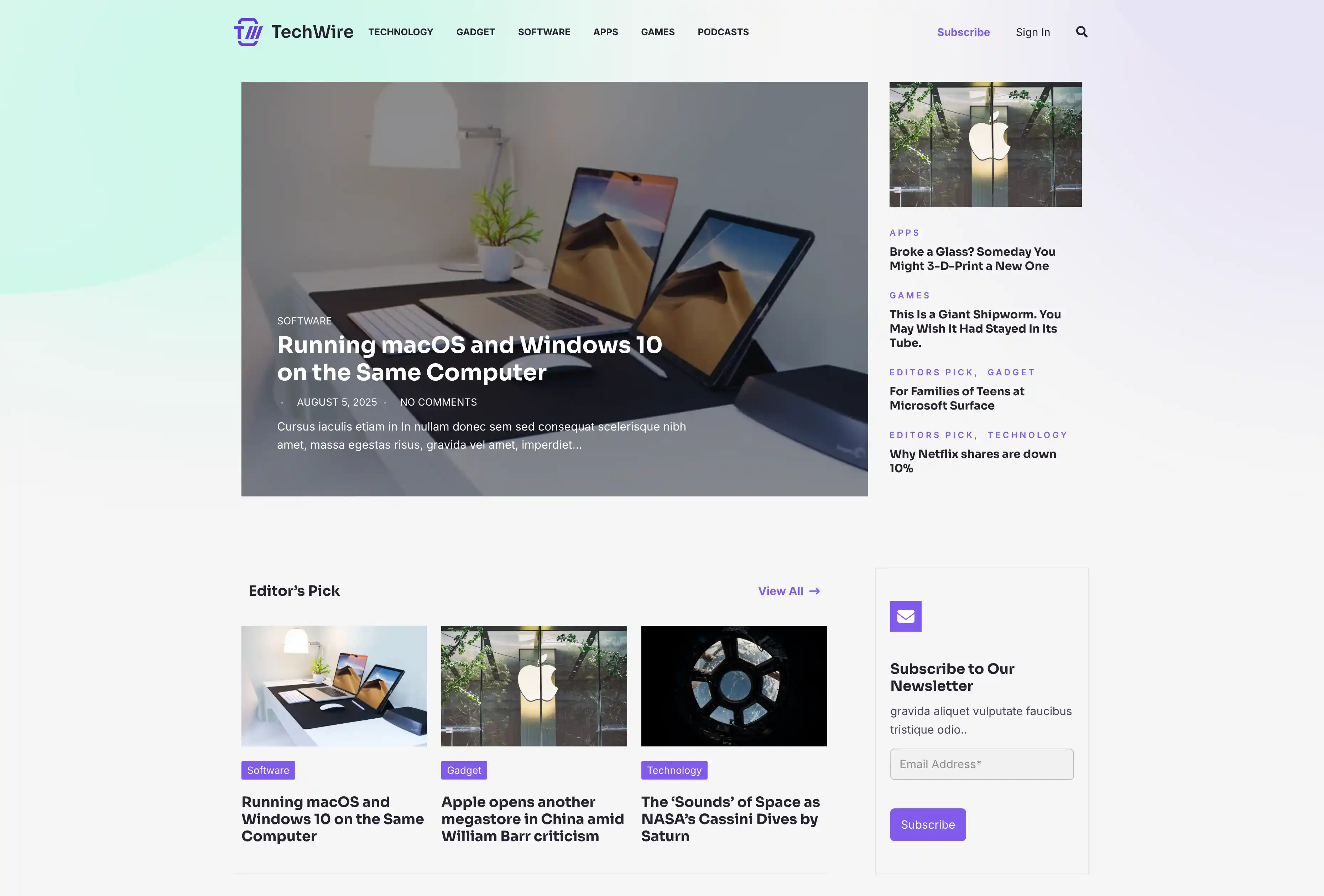 Preview of Tech Blog Website