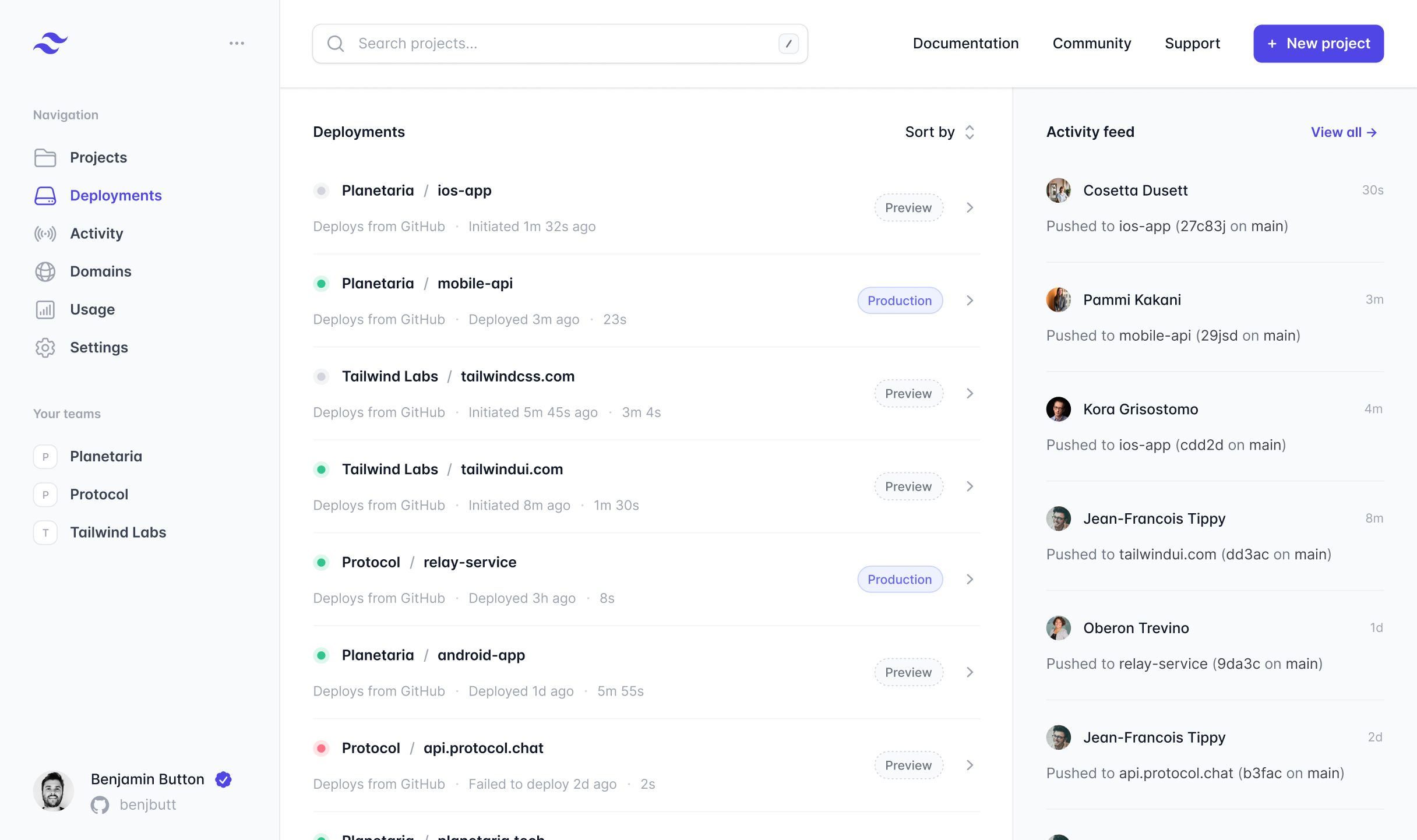 Capture d'écran d'une application sur mesure